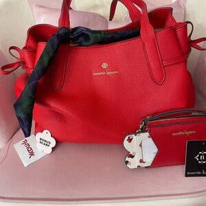 Nanette Lepore Bold Red Satchel with Accessories